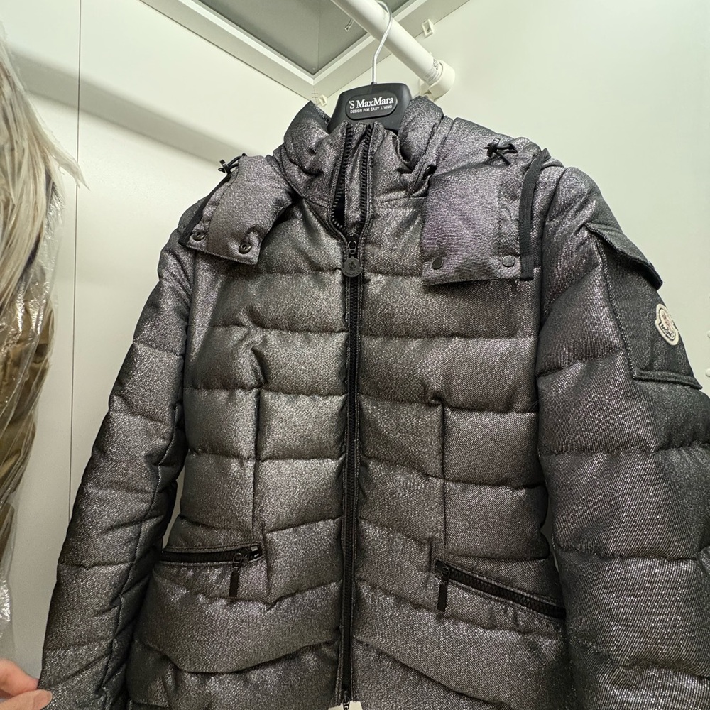Moncler metallic silver/Gray Quilted Puffer Jacket